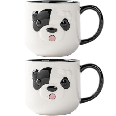 Imagem de LUATSDAR Canecas de café, 350 ml, canecas engraçadas fofas de cerâmica para cães, conjunto de 2 canecas de café para mulheres e homens