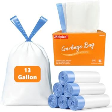 Imagem de Sacos de lixo resistentes com cordão de 13 galões - Extragrossos, à prova de vazamento e controle de odores, sacos de lixo de cozinha resistentes a rasgos com design sem amarração (100 unidades)