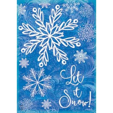 Imagem de Briarwood Lane Bandeira de casa de inverno com flocos de neve brilhantes Let It Snow 71 x 101 cm