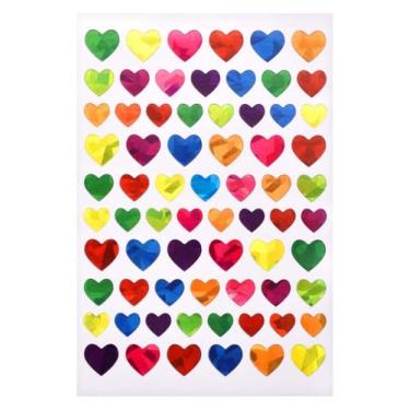 Imagem de Pacote com 10 folhas de adesivos a laser, etiquetas adesivas multiformas para artesanato, decorações e recompensas (coração colorido)