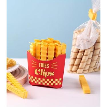 Imagem de 12 peças de clipes de saco de batata, clipes criativos de vedação de lanches para frescor de alimentos, organizador de geladeira em forma de chip e armazenamento de cozinha