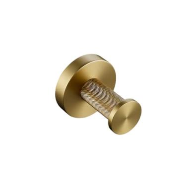 Imagem de Toalheiro de ouro escovado, barra de toalha serrilhada, gancho para robe, suporte de papel, escova de banheiro, acessórios de prateleira, gancho