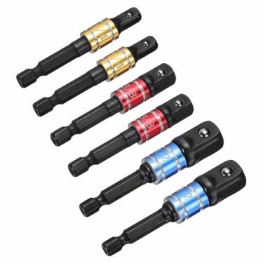 Imagem de HARFINGTON Conjunto de extensão de soquete de chave de impacto, 6 peças, 1/10.2 cm, 3/20.3 cm, 1/5.1 cm, adaptador de haste sextavada brilhante de 1/10.2 cm para chaves de fenda, preto