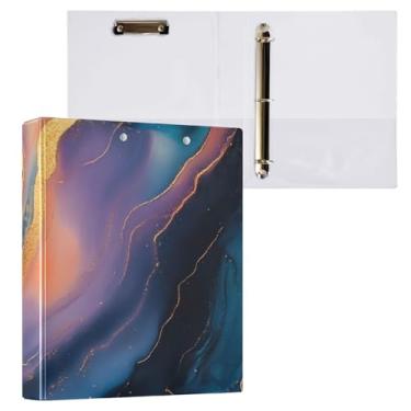 Imagem de Pasta de arquivo de fichário de mármore em espiral com anéis redondos para material escolar e de escritório, pacote com 2