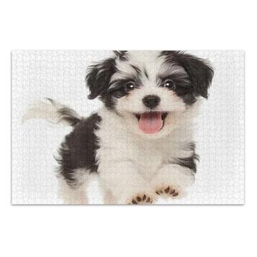 Imagem de Quebra-cabeça Happy Black White Havanese Adults 500 peças Family Puzzle Lovers Gifts Adults Art Decor Art, 50 x 14,9 polegadas