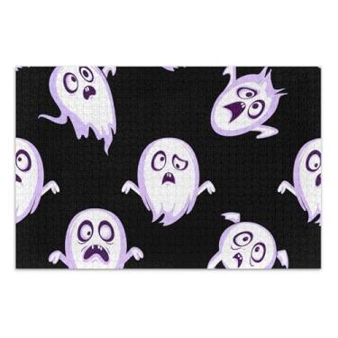 Imagem de Quebra-cabeça adulto 500 peças elefante branco divertido família quebra-cabeça animal arte pintura fofa engraçado fantasmas preto, 50 x 14,9 polegadas