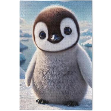 Imagem de Quebra-cabeça de animal pinguim fofo personalizado 1000 peças adulto engraçado jogo tecnologia presentes legais grandes arte arte animal impressão, 75 cm x 50 cm