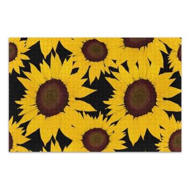 Imagem de Quebra-cabeça de girassóis amarelos brilhantes pretos 500 peças de arte adulto impressão animal divertido jogo de quebra-cabeça Prime presentes, 51 x 35 centímetros