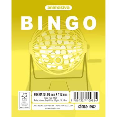 Imagem de Bloco para Bingo, Animativa, Amarelo, 90 x 112 mm, 96 Folhas, Pacote com 10 Blocos