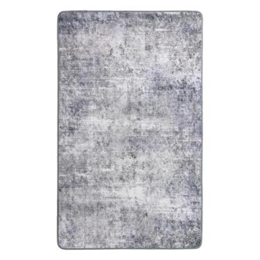 Imagem de Shilucheng Tapete de 20 x 25 cm para sala de estar, neutro, lavável à máquina, grande, antiderrapante, tapete abstrato, macio para quarto embaixo da cama, sala de jantar, tapete grande (preto/azul