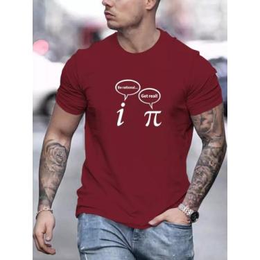 Imagem de Camiseta Masculina Pi Seja Racional Seja Real Matematica, Vermelho, GG