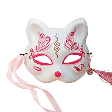 Imagem de Animal de Cereja em Flor para Fantasia Halloween Cosplay Kabuki Meia Face Festa Mascaras Bonita Comic Con Decoração Parede PVC Ferramenta Traje Festiv