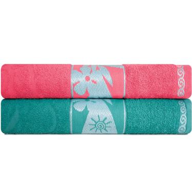 Imagem de Jogo de Toalha Praia e Piscina Banhão Gigante 100% Algodão Felpuda 2 Peças Marcotex