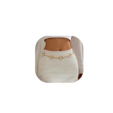 Imagem de Cinto de corrente de coração de metal simples, joia de biquíni para sol, corrente de barriga, cintura de praia, roupa de vestir, joia de corpo para mulheres, Medium, liga metálica, Sem pedras