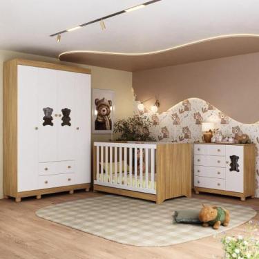 Imagem de Quarto de Bebê Completo com Berço Americano 3 em 1 Fofura Multimóveis 