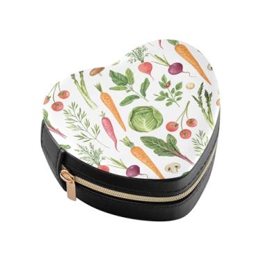Imagem de Burbuja Mini caixa de joias em forma de coração de vegetais para mulheres e meninas, estojo portátil organizador de armazenamento para brincos, anéis, colares e pulseiras