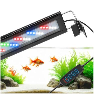 Imagem de DaToo Luz LED para aquário de espectro completo com dimmer branco, azul, vermelho e verde, luz de tanque de peixes com três modos de iluminação e suporte extensível para aquário de 40 cm a 50 cm