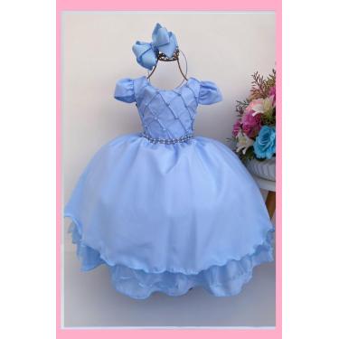 Imagem de Vestido Infantil Festa Nervura Azul Claro