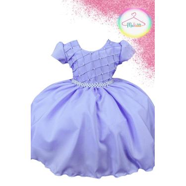 Imagem de Vestido Infantil Festa Lilás Peito Perolas