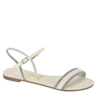 Imagem de Sandália Rasteira Fem Vizzano Brilho Off White 6235.1702