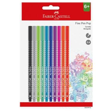 Imagem de Caneta Ponta Fina, Fine Pen PoP, Faber-Castell,SM/FPP10, cartela com 10 unidades