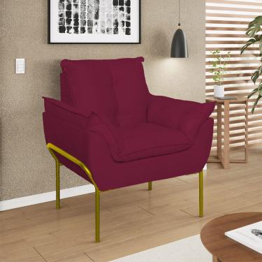 Imagem de Poltrona Sofá Luxo Base Metal Dourada Recepção Escritório