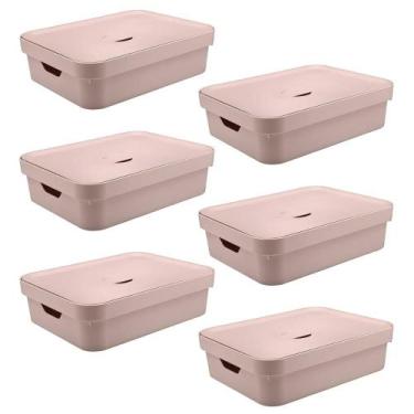 Imagem de Caixa Organizadora OU Plastico 16L Cube Rosa 06 unidades