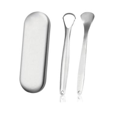 Imagem de Raspador De Língua Portátil De Aço Inoxidável Para Adultos E Crianças,