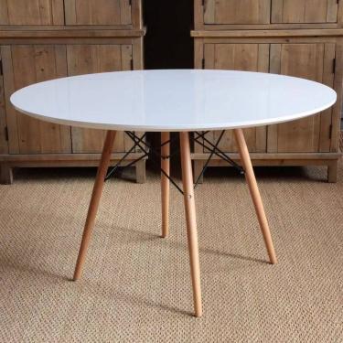 Imagem de Mesa Jantar Eiffel MDF TX 120  Redonda Cozinha Madeira Branco