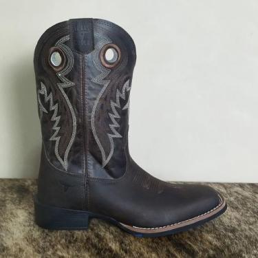 Imagem de Bota Texana Masculina Texas Rodeo Couro Cowboy Original Café, 42