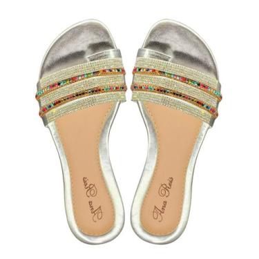 Imagem de Sandália Feminina Rasteirinha Brilho pedra de Slide 0510 - Doce Vinha,