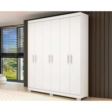 Imagem de Guarda Roupa Casal Lana 6 Portas de Abrir 2 Gavetas MDF Branco ACP Móveis