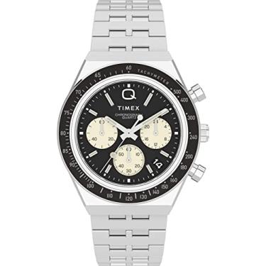 Imagem de Timex Relógio masculino Q cronógrafo de 40 mm, Aço inoxidável/preto/aço inoxidável, Q D...