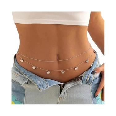 Imagem de Cinto De Cintura Retrô Feminino Com Borboletas, Joia Corporal Sexy Par