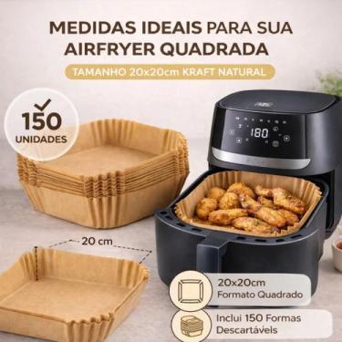 Imagem de Forma Papel Quadrada Air Fryer Forro Descartavel Fritadeira - Kit 150 