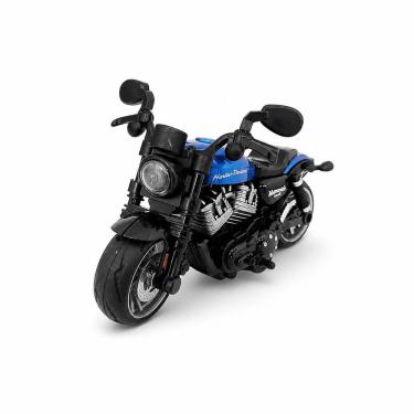 Imagem de Motocicleta de Brinquedo com Fricção 1:14 Moto de Viagem Azul Die Cast para Colecionar Draik