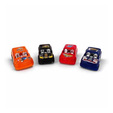 Imagem de Kit 4 Carrinhos de Brinquedo com Fricção Top Racing Car Corrida Coloridos Vermelho Azul Preto e Laranja Draik