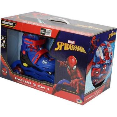 Imagem de Patins 2 em 1 Homem ARANHA com KIT de Proteçao TAM 28-31 BBR TOYS