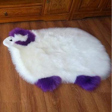 Imagem de Tapete macio de pele sintética, tapete supermacio de pelúcia sedosa para sala de estar, quarto, sofá, cadeira, chão, cabeceira, antiderrapante, roxo, 4050 cm