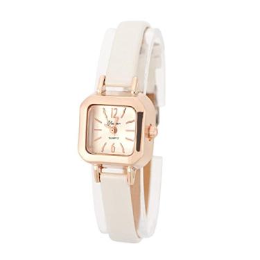 Imagem de Relógios femininos, relógio de pulso analógico de quartzo feminino moderno com pulseira de poliuretano (branco)