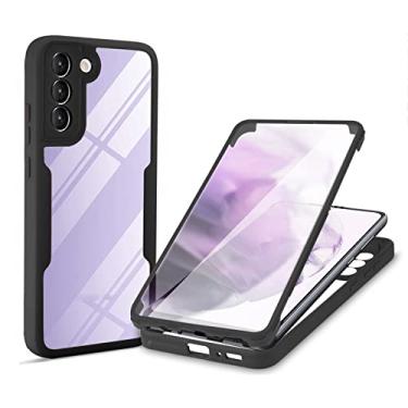 Imagem de Capa transparente para Samsung Galaxy S22/S22 Plus/S22 Ultra, protetor de tela embutido antiarranhões Capa para celular macia TPU+PC à prova de choque, Preto, S22 15,1 cm