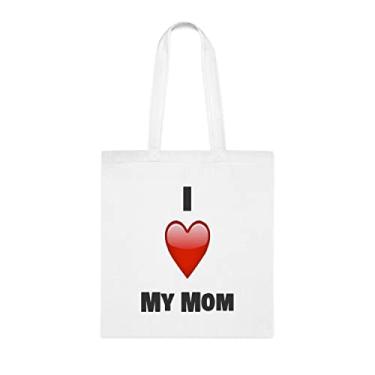 Imagem de Sacola I Love My Mom, para mães, bolsa de ombro para mães, bolsas reutilizáveis para mães, presente para mães da filha favorita, filho e filhos, Branco