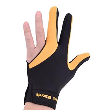 Imagem de simhoa 3 dedos ponte esquerda luva de bilhar elástica com almofada antiderrapante para homens mulheres jogador roupa de mão elástica secagem rápida, Preto amarelo