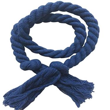 Imagem de Cortina de algodão de cor pura corda simples gravatas design sala de estar quarto francês janela suprimentos decoração para casa, azul safira, China