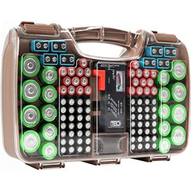 Imagem de THE BATTERY ORGANISER A Capa Articulada Do Organizador De Bateria Inclui Um Organizador Removível Comporta (Cacau) Testador De Armazenamento Estojo Transparente Suporte Para 180 Baterias De Vários Tamanhos