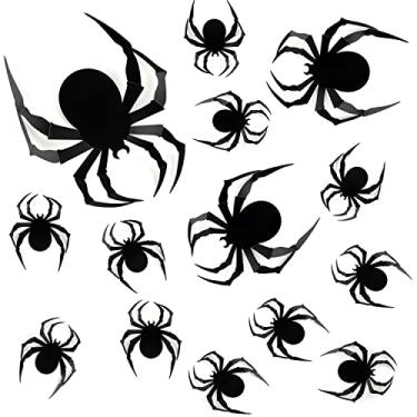 Imagem de Coogam 60 PCS Halloween 3D Spiders Decoration, Scary Realistic Black Spider Sticker DIY Windows Wall Decal for Home Decor Bathroom Indoor Hallowmas Party Supplies