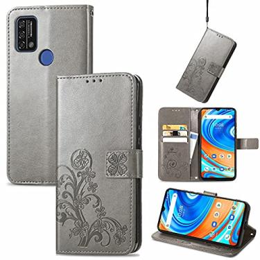 Imagem de HONGYAN Capa de telefone Para Umidigi A9 Fecho de Quatro Folhas Embossed Buckle Capa de Couro de Proteção de Telefone Celular com Correspondência e Função Do Slot & Cartão & Função de Suporte Capa pr