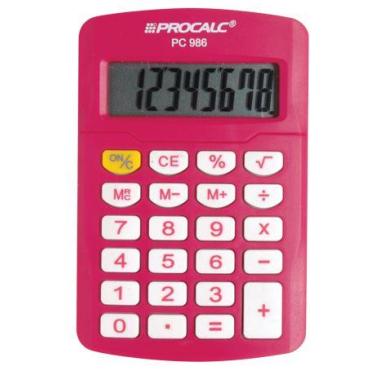 Imagem de Calculadora De Bolso Procalc Pc986 Pink Royal Linha Vivid Color 8 Díg