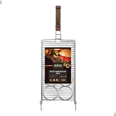 Imagem de Grelha Grill Para Hambúrguer Inox (M) 25 x 43 Cm Grilazer