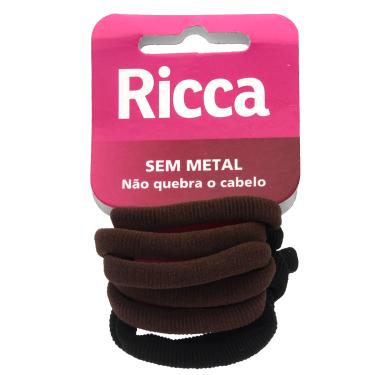 Imagem de Elástico para Cabelo Ricca Basics Fashion sem Metal com 6 unidades 6 Unidades